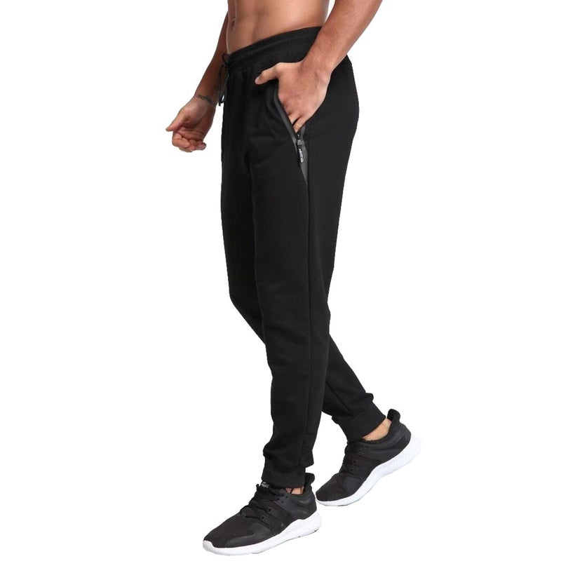 Tansozer Men's Lightweight Joggers Casual Slim Sweatpants Track Pants with Zipper Pockets (Black, X-Large) - Image 3